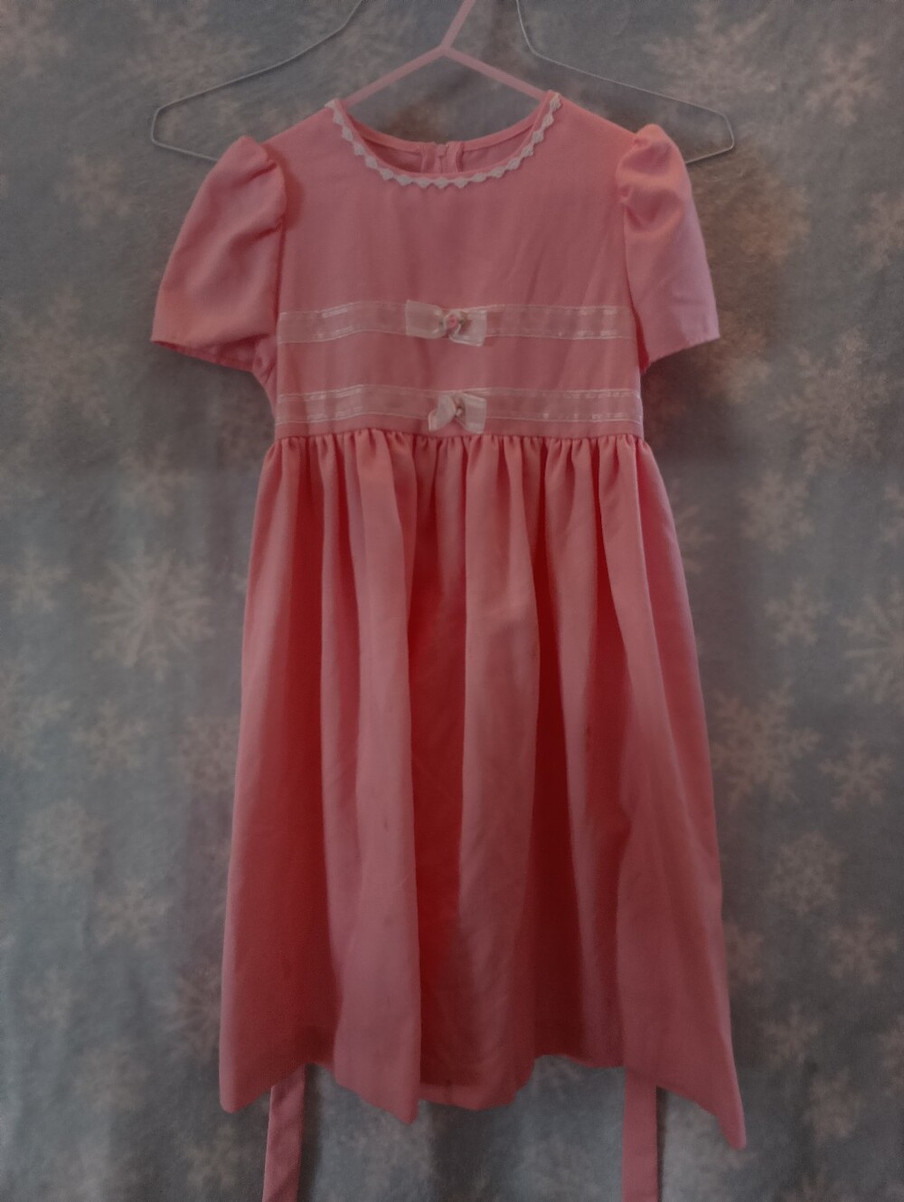 Girls Peach Ribbon-Trim Dress Size 6X